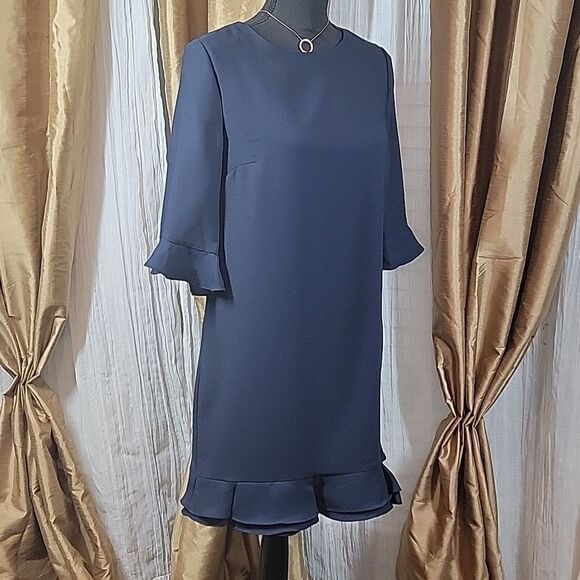 CeCe by Cynthia Steffe Navy Blue Kate Ruffled Hem Shift Dress - Picture 14 of 16